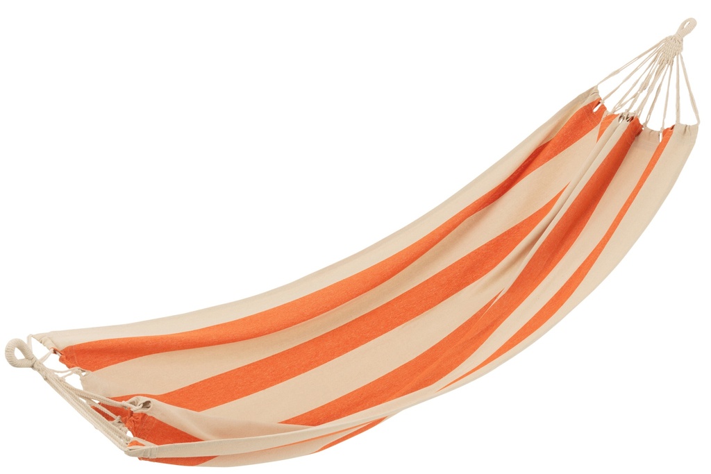 Hamac Grandes Rayures Coton/Polyester Orange/Écru