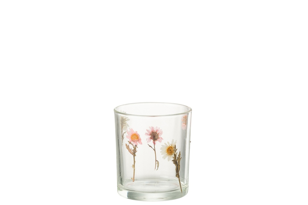 Tealight Holder Peggy Flowers Glass
