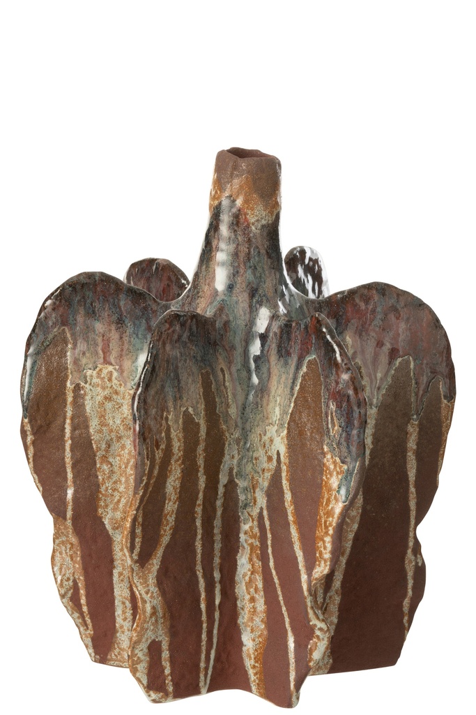 Vase Naga en céramique marron rouille