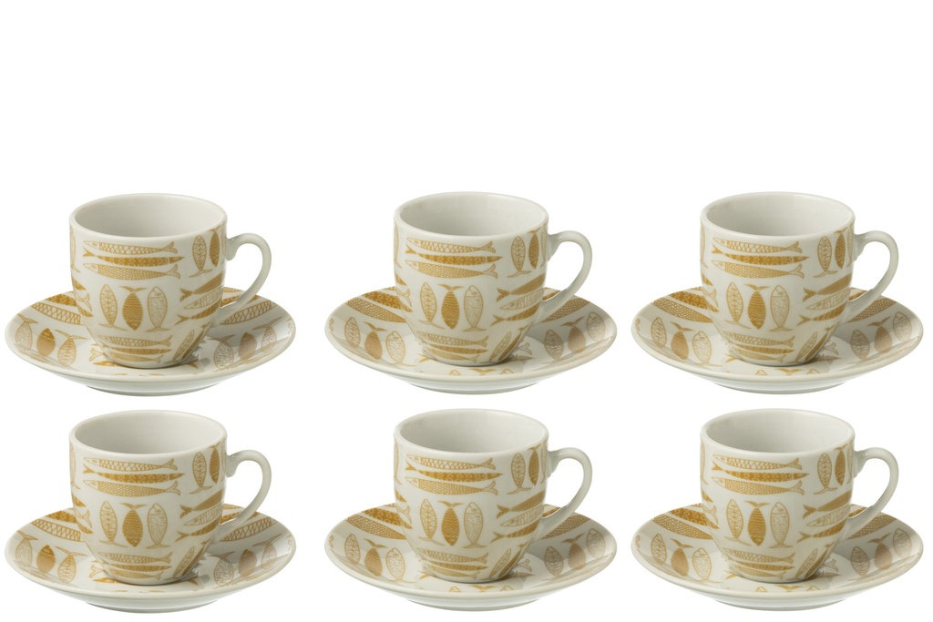 Box Of 6 Coffee Cup+Saucer