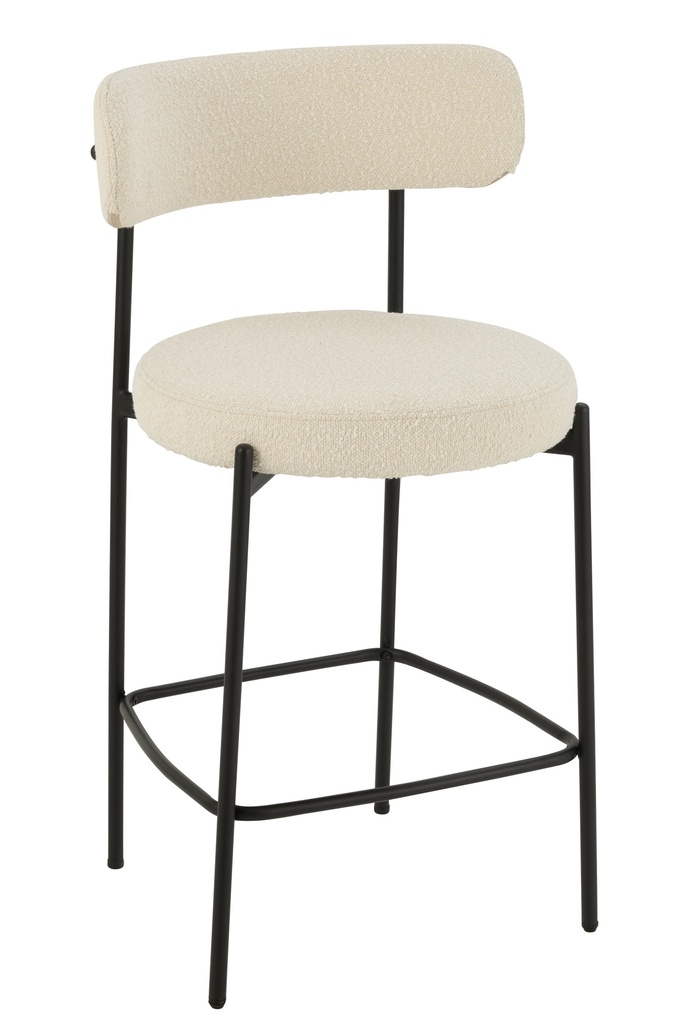 Chaise de bar Boucle Contreplaqué/Polyester Blanc/Noir