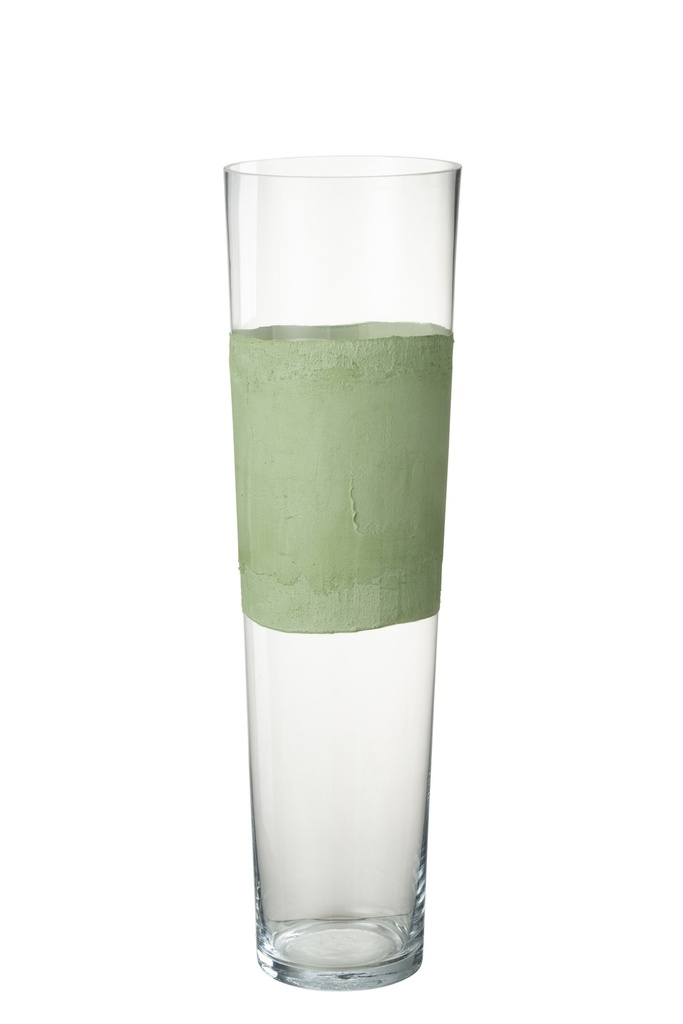 Vase Delph Verre Transparent/Vert Grand