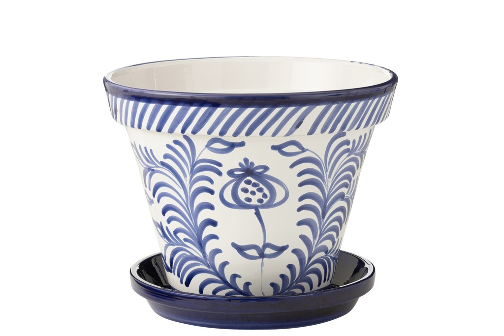 Flowerpot+Plate Granada Handmade/Handpainted Ceramic Cobalto