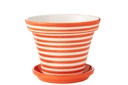 Pot de fleurs + assiette Granada Stripes en céramique fait main/peint à la main