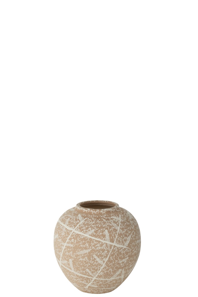 Vase Dune Rond Grès Beige/Blanc