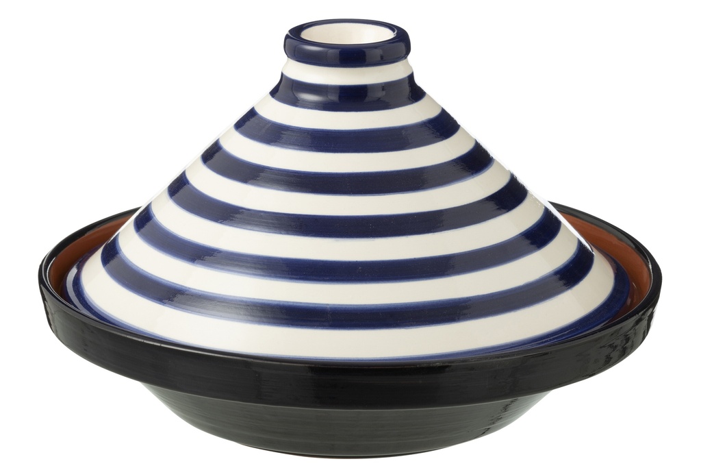 Tajine Granada Stripes Céramique Blanc/Cobalto