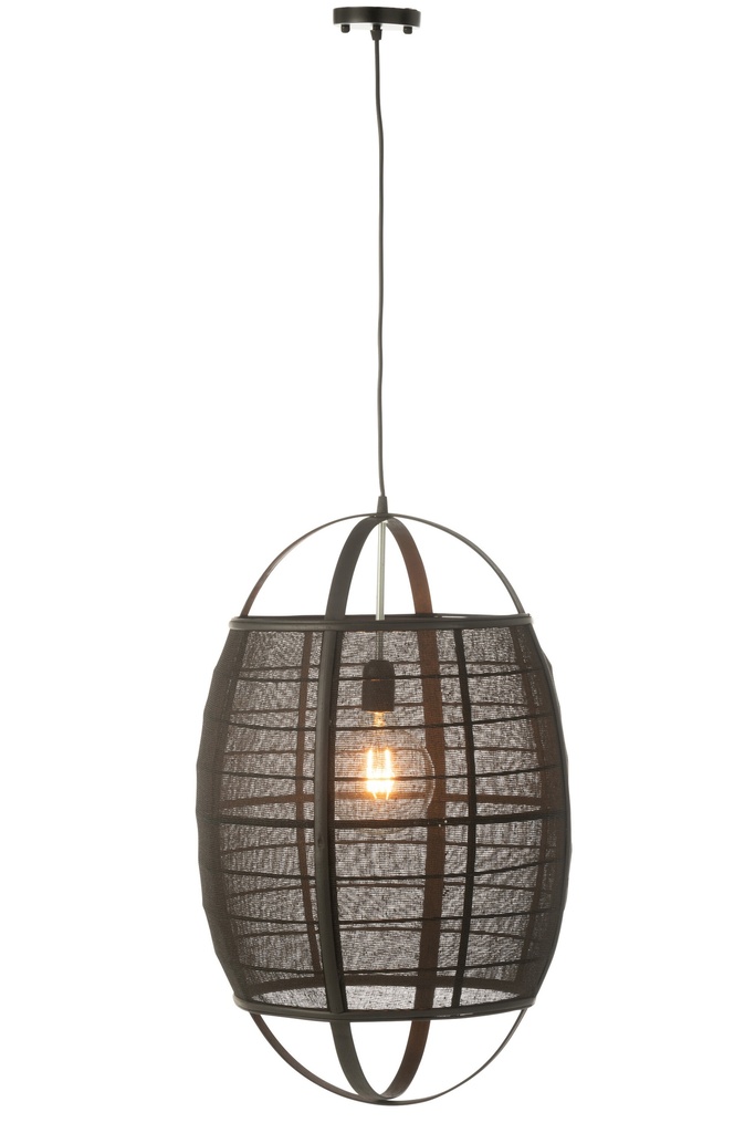 Hanging Lamp Ion Linen/Bamboo Black