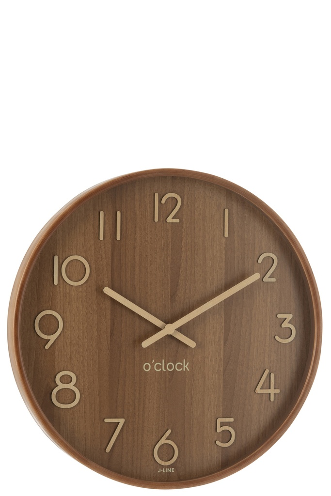 Wall Clock Plywood/MDF Dark Natural