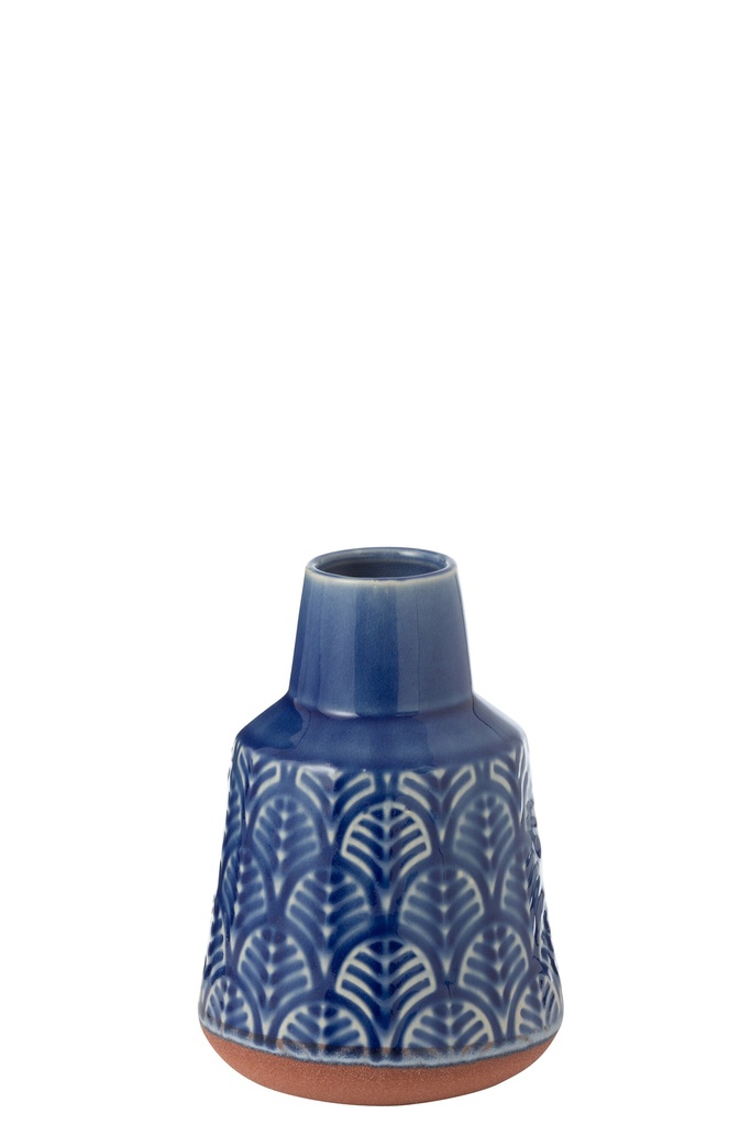 Vase Leo Elongated Porcelain Blue/Terra
