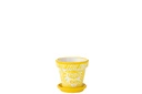 Flowerpot+Plate Granada Handmade/Handpainted Ceramic Yellow/White