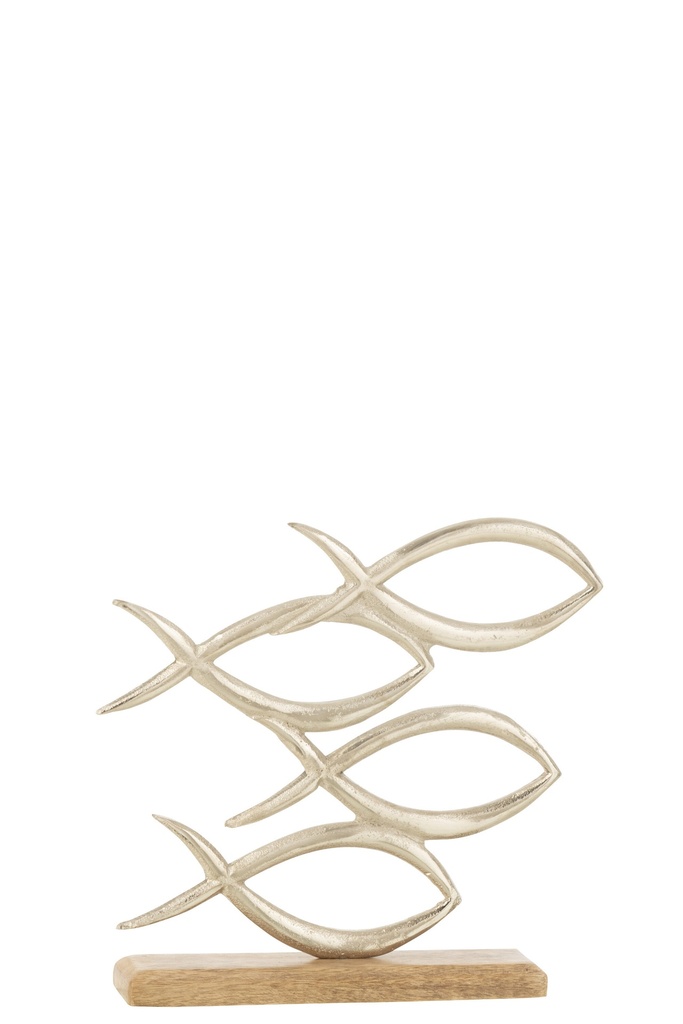 Poissons sur socle en aluminium argenté