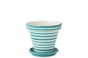 Flowerpot+Plate Granada Stripes Handmade/Handpainted Ceramic