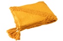 Plaid Tufté Motif + Pompons Coton Ocre