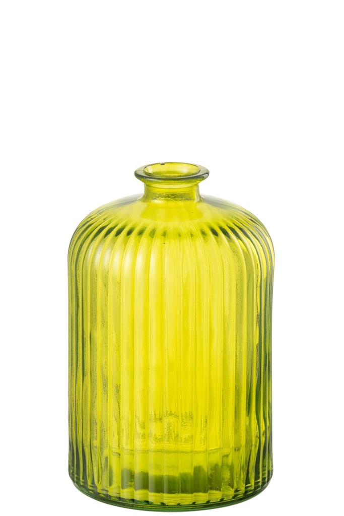 Vase Bottle Stripe Glass Yellow