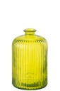 Vase Bottle Stripe Glass Yellow