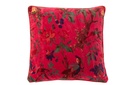 Coussin Oiseaux/Fleurs Velours de Coton Rose