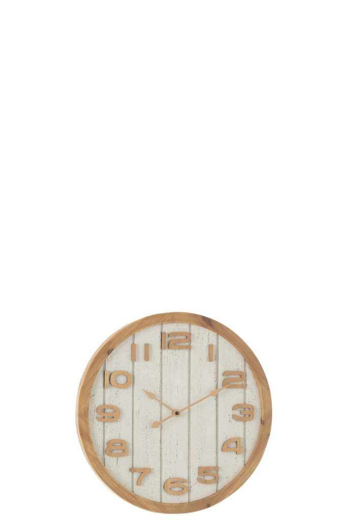 Horloge murale Bois/MDF Blanc/Naturel Petite