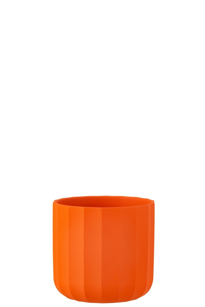 Pot de fleurs d'été en céramique orange moyen