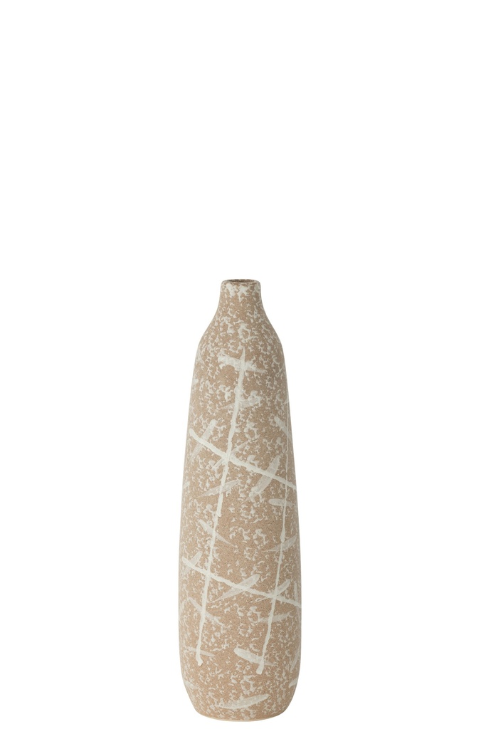 Vase Dune étroit en grès beige/blanc