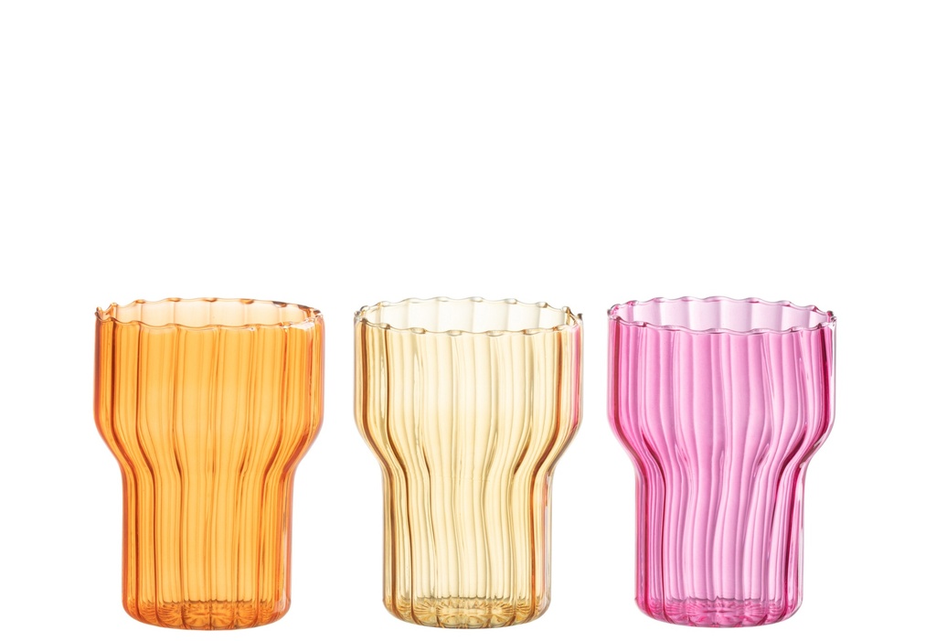 Candleholder Beker Glass Orange/Pink/Ochre Assortiment