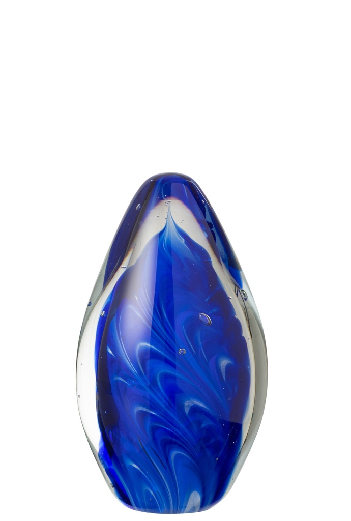 Presse-papier Polypus Ovale Verre Transparent/Bleu