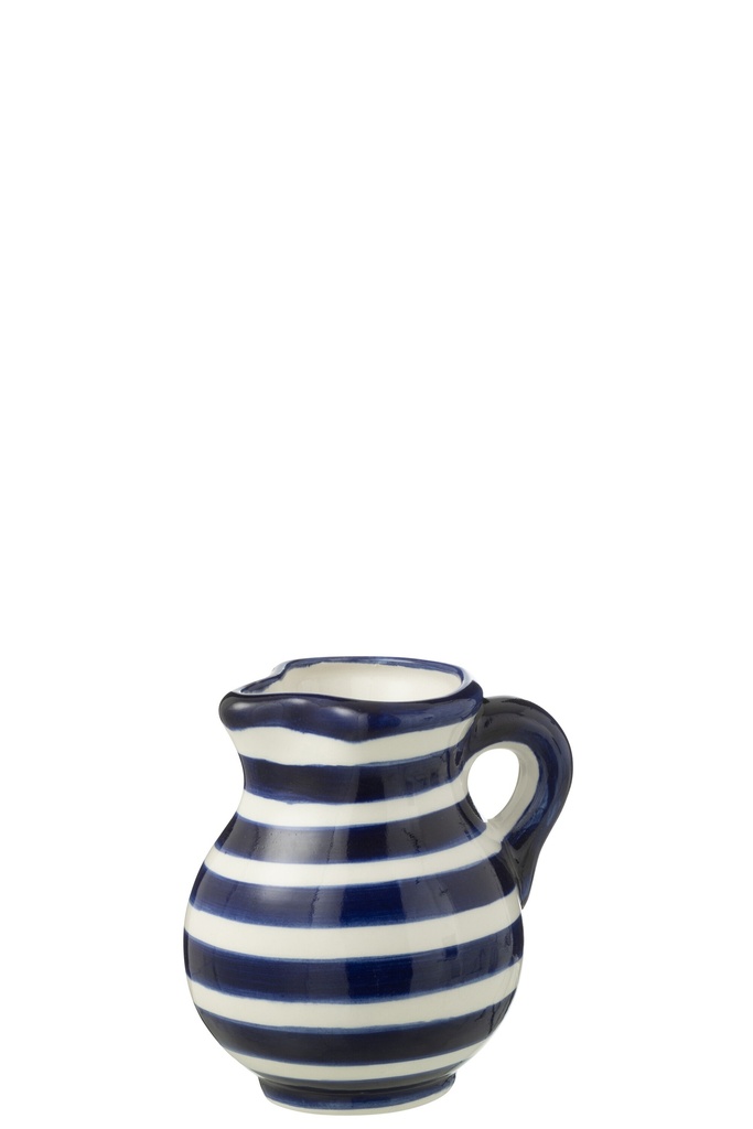 Pitcher Granada Stripes Ceramic White/Cobalto