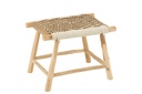 Tabouret Waverly en bois de teck/jonc de mer naturel/blanc