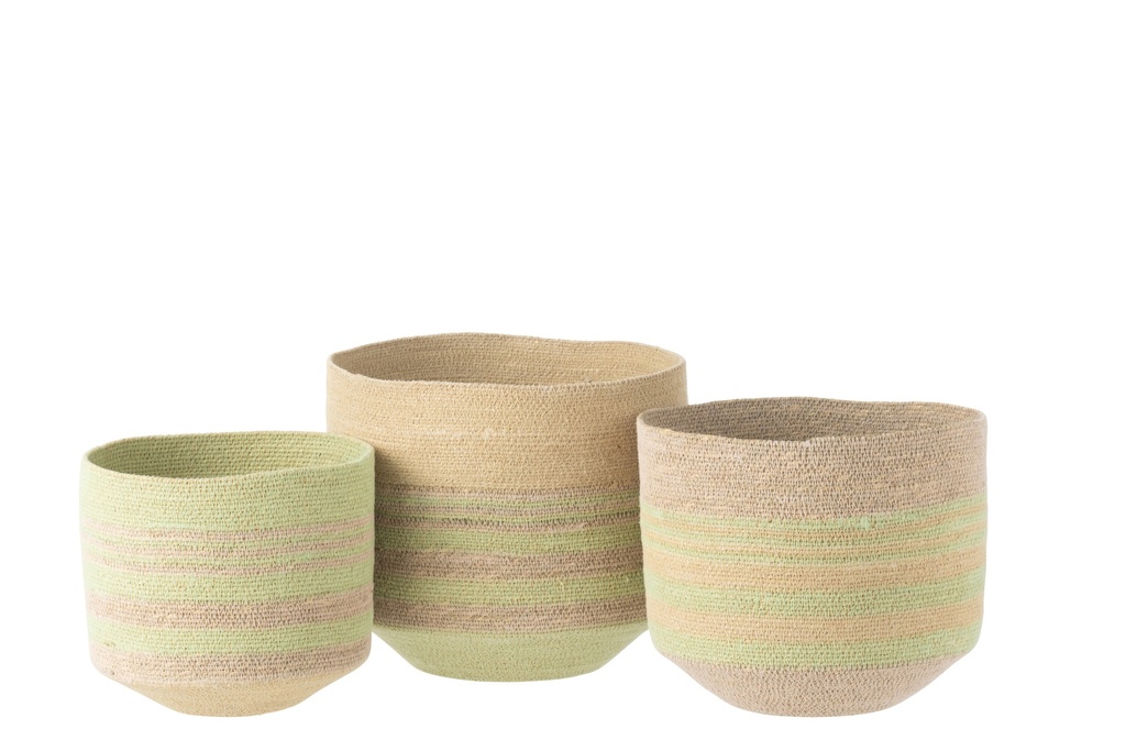 Set Of 3 Basket Stripes Seagrass