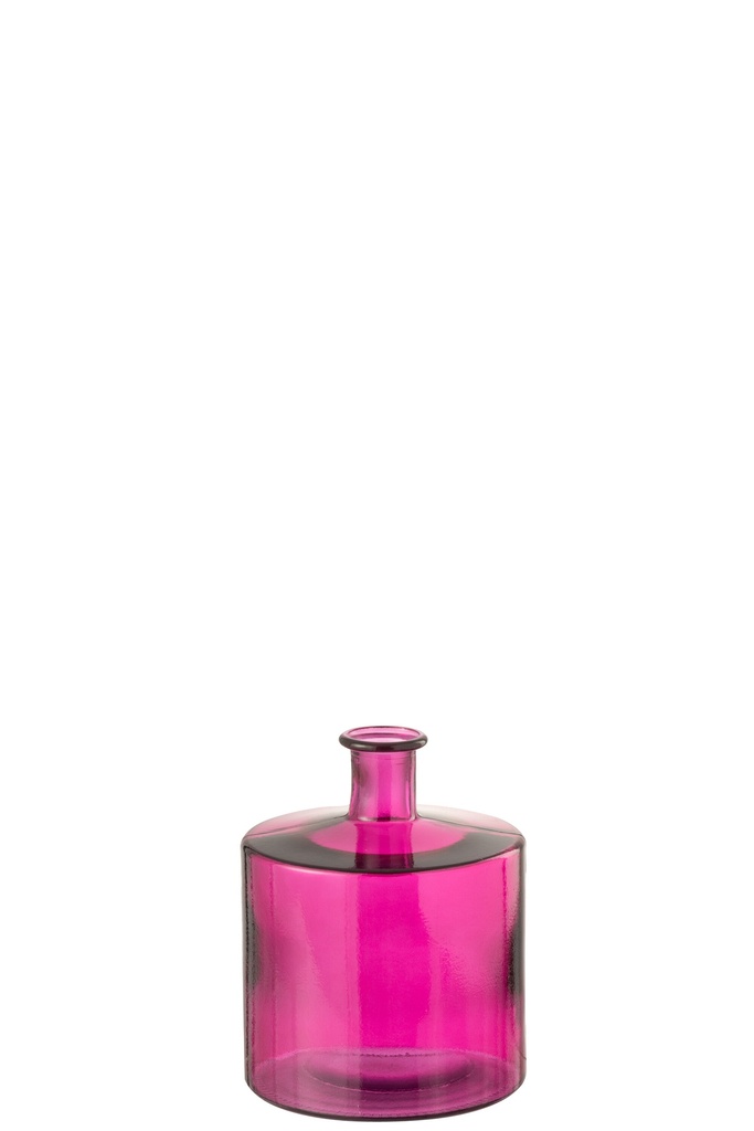Vase Bouteille Verre Rose Petit