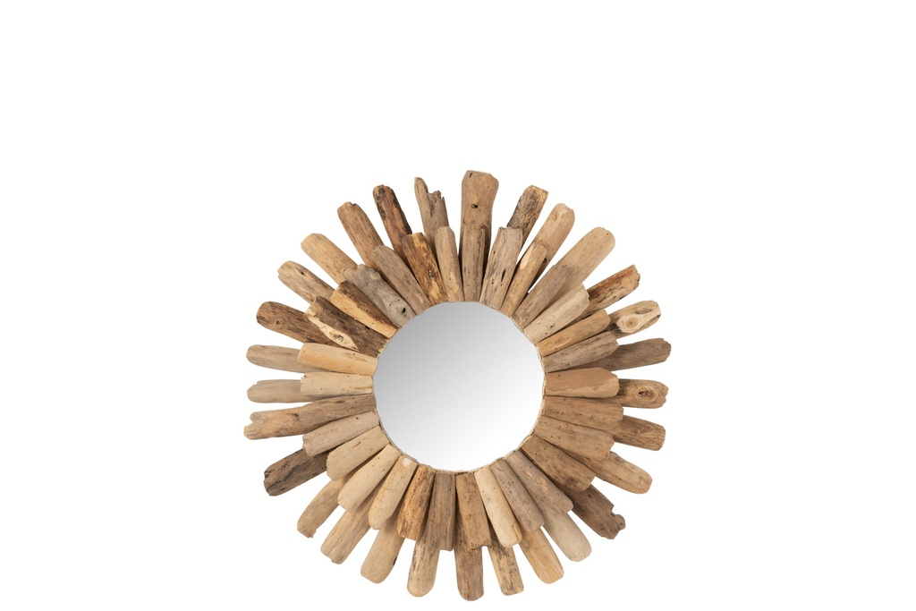 Miroir rond en bois flotté naturel moyen