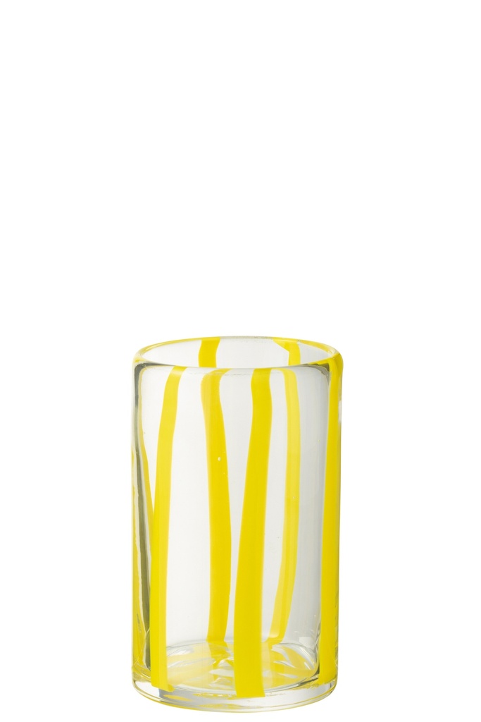Drinking Glass Stripes Glass Transparent/Yellow