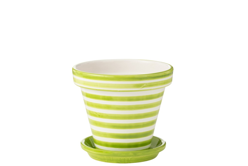 Flowerpot+Plate Granada Stripes Handmade/Handpainted Ceramic