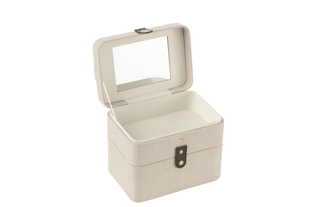 Boîte à cosmétiques rectangulaire + miroir 2 couches