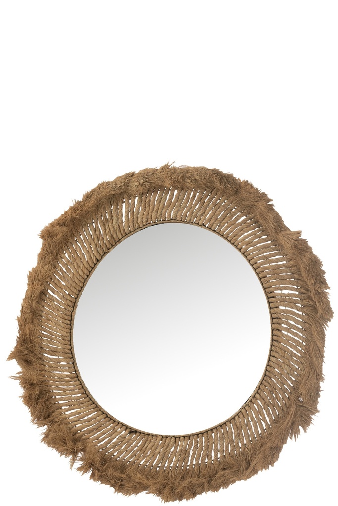 [41503] Mirror Round Braided Grass Natural