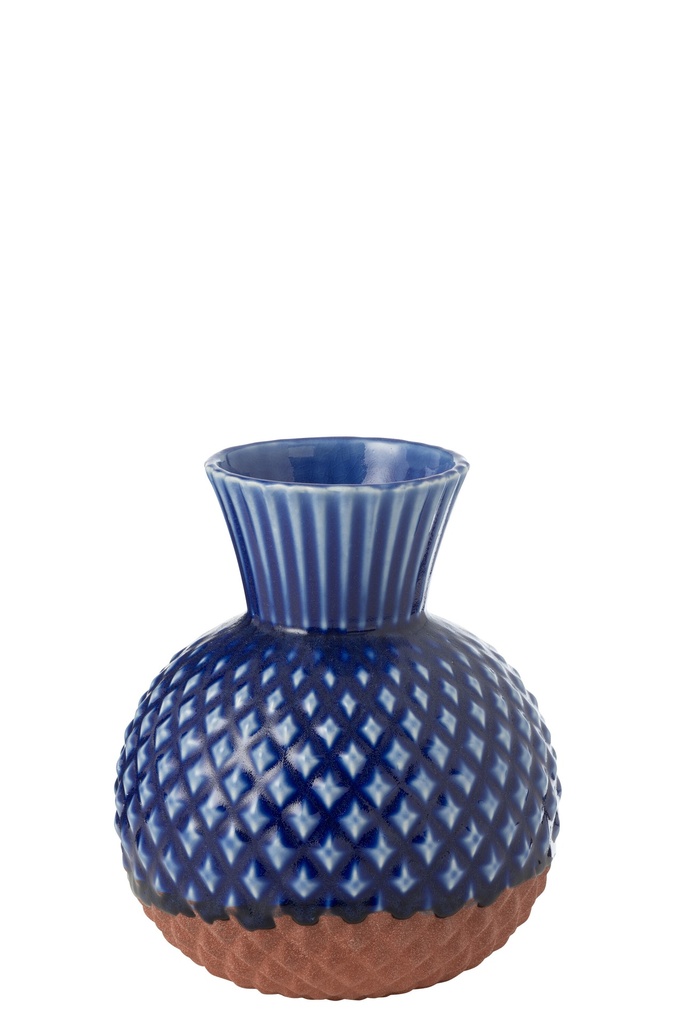 Vase Leo Rond Porcelaine Bleu/Terra