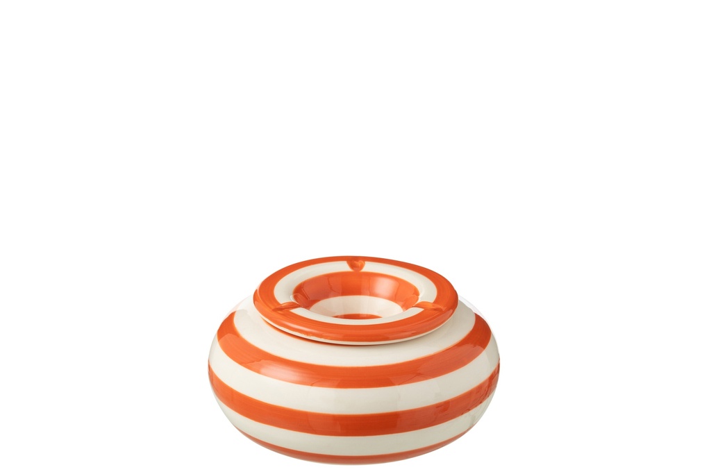 Ashtray Granada Stripes Ceramic White/Orange