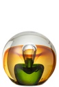 Paperweight Drop Glass Amber/Green Large