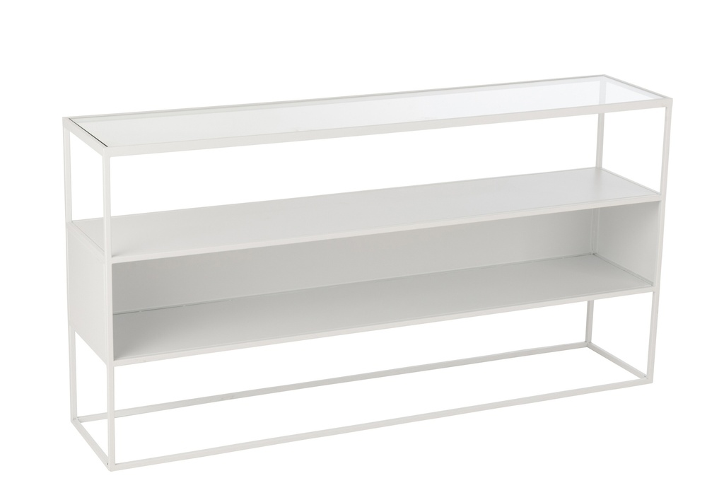 Console Square Metal/Glass White