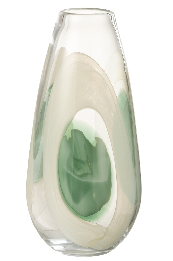Vase Livy Verre Vert/Blanc/Transparent Grand