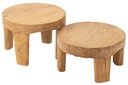 Set Of 2 Table Round Teak