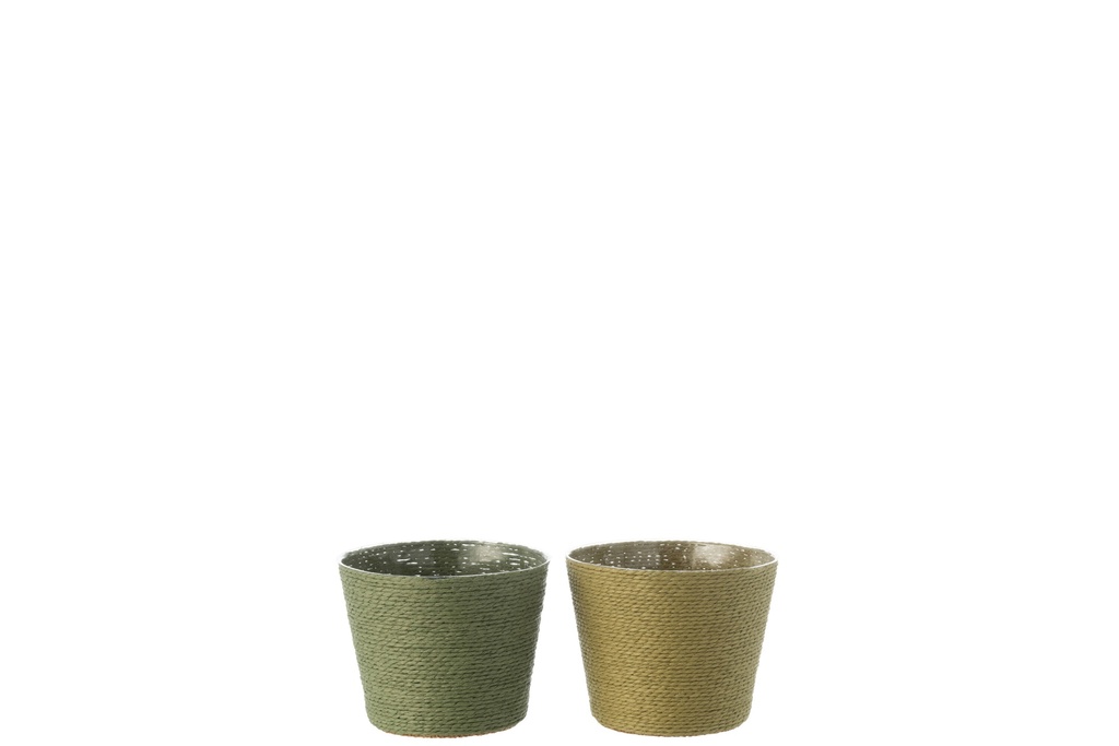 Pot de fleurs en corde papier/PET vert petit