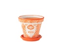 Flowerpot+Plate Granada Handmade/Handpainted Ceramic Orange/White