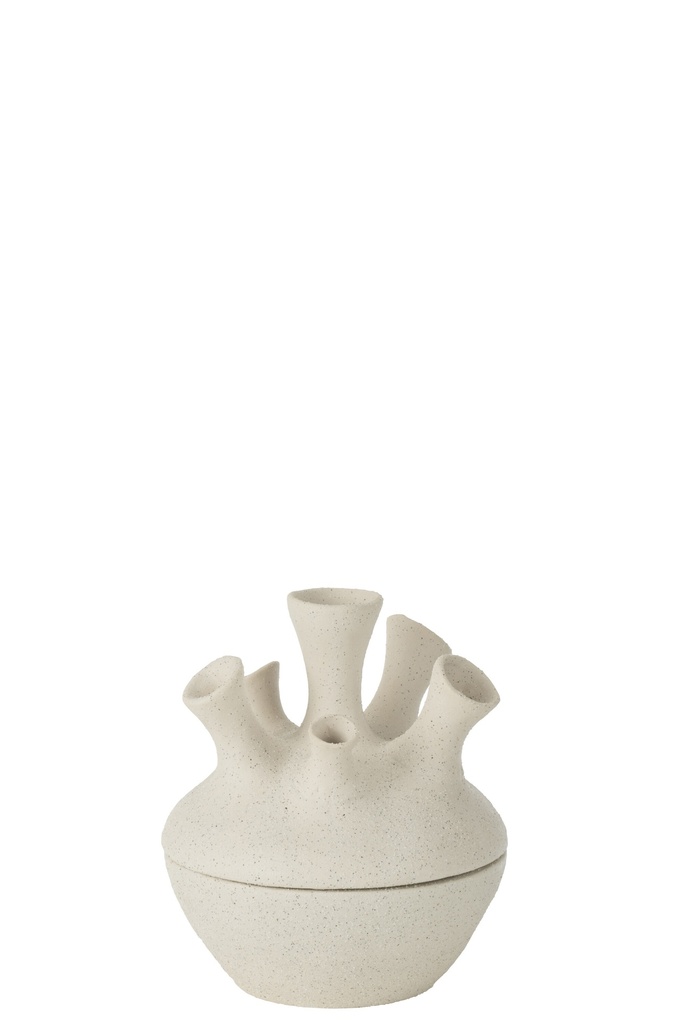 Vase en argile corail blanc petit