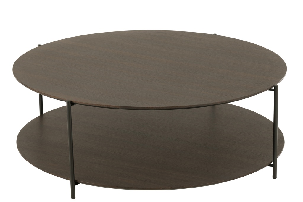 Table basse ronde en MDF/métal foncé