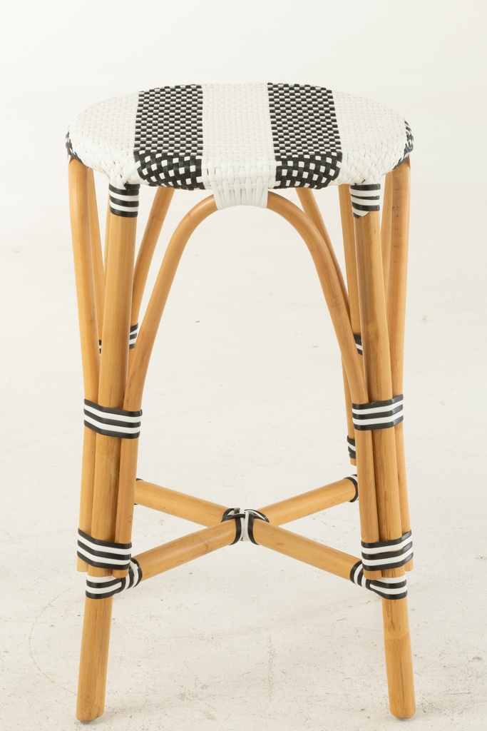 Stool Rattan Black/White Large