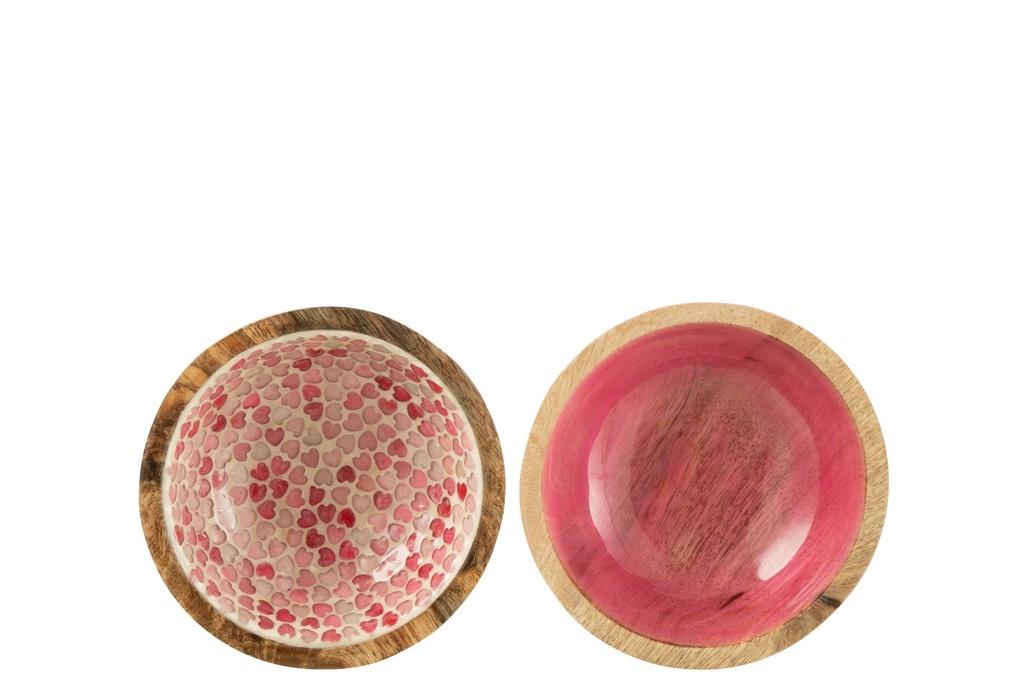 Bowl Mango Wood Pink Medium