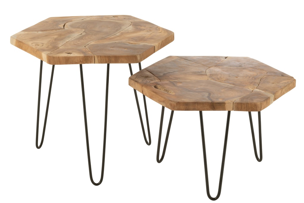 Set Of 2 Side Table Hexagone