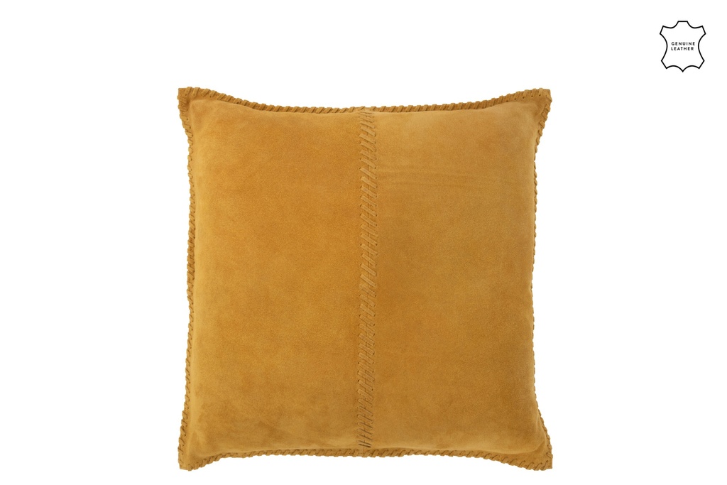 Coussin Centre Line Cuir Moutarde