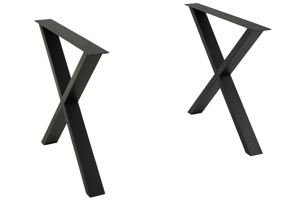 Pieds de table croisés en acier noir
