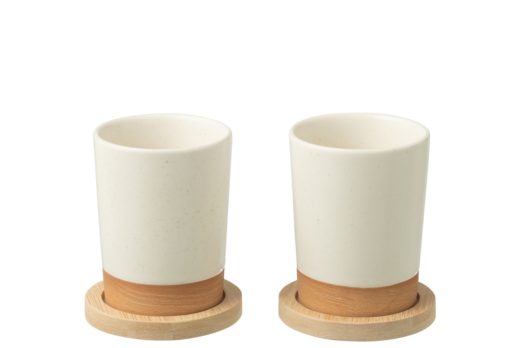Coffret de 2 tasses + base en bambou